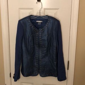 Women’s Sz S Blue Leather Jacket